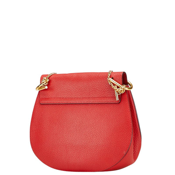 クロエ ドリュー 斜め掛け チェーン ショルダーバッグ レッド レザー レディース Chloe 【中古】