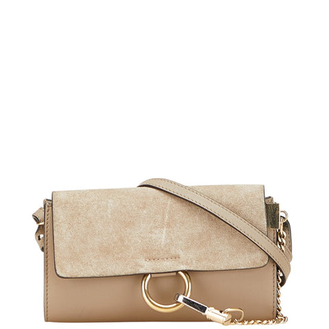 クロエ フェイ 斜め掛け ショルダーバッグ グレージュ レザー スウェード レディース Chloe 【中古】