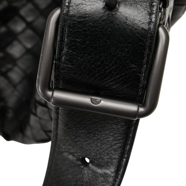 ボッテガヴェネタ イントレチャート 斜め掛け ショルダーバッグ ブラック レザー レディース BOTTEGAVENETA 【中古】