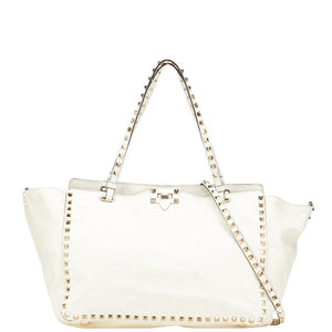 ヴァレンティノ ロックスタッズ ハンドバッグ ショルダーバッグ 2WAY ホワイト レザー レディース VALENTINO 【中古】
