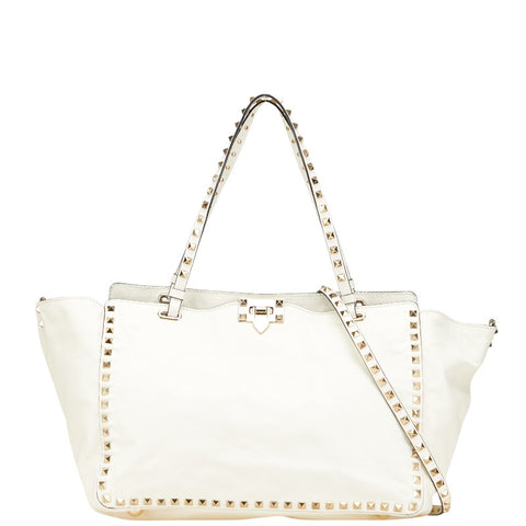 ヴァレンティノ ロックスタッズ ハンドバッグ ショルダーバッグ 2WAY ホワイト レザー レディース VALENTINO 【中古】
