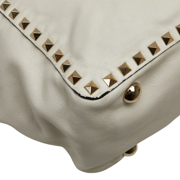 ヴァレンティノ ロックスタッズ ハンドバッグ ショルダーバッグ 2WAY ホワイト レザー レディース VALENTINO 【中古】
