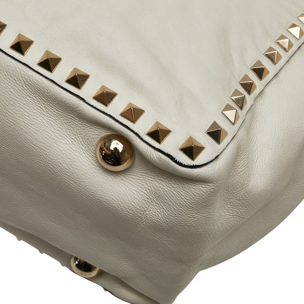 ヴァレンティノ ロックスタッズ ハンドバッグ ショルダーバッグ 2WAY ホワイト レザー レディース VALENTINO 【中古】