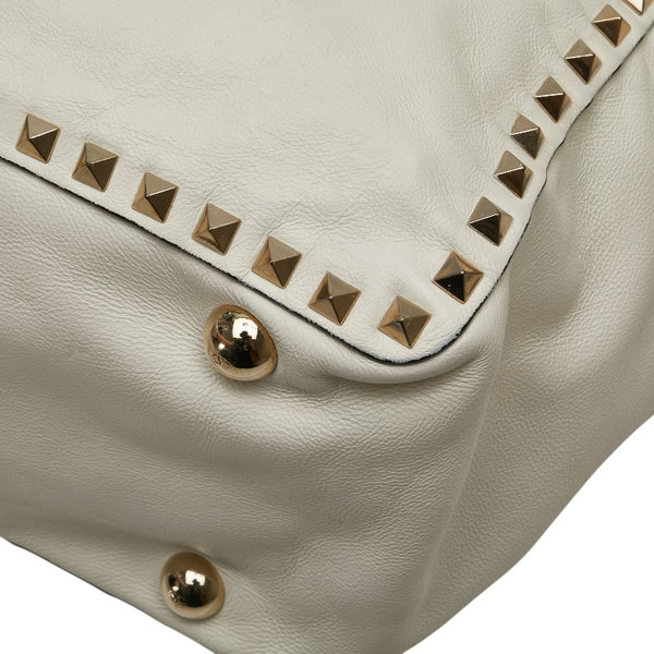 ヴァレンティノ ロックスタッズ ハンドバッグ ショルダーバッグ 2WAY ホワイト レザー レディース VALENTINO 【中古】