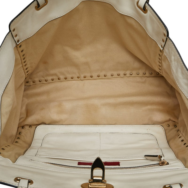 ヴァレンティノ ロックスタッズ ハンドバッグ ショルダーバッグ 2WAY ホワイト レザー レディース VALENTINO 【中古】