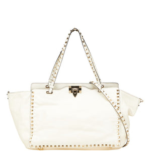 ヴァレンティノ ロックスタッズ ハンドバッグ ショルダーバッグ 2WAY ホワイト レザー レディース VALENTINO 【中古】