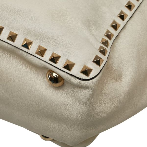 ヴァレンティノ ロックスタッズ ハンドバッグ ショルダーバッグ 2WAY ホワイト レザー レディース VALENTINO 【中古】