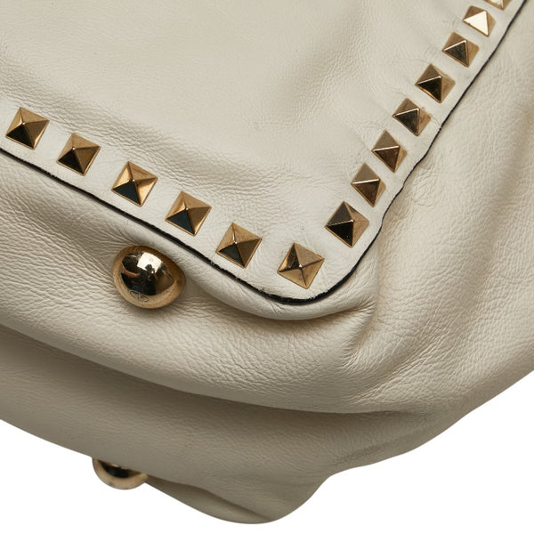 ヴァレンティノ ロックスタッズ ハンドバッグ ショルダーバッグ 2WAY ホワイト レザー レディース VALENTINO 【中古】