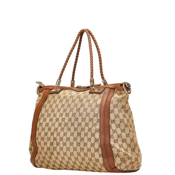 グッチ GGキャンバス バンブー タッセル ハンドバッグ トートバッグ 269946 ベージュ ブラウン キャンバス レザー レディース GUCCI 【中古】