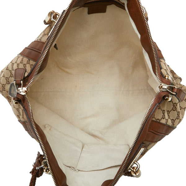 グッチ GGキャンバス バンブー タッセル ハンドバッグ トートバッグ 269946 ベージュ ブラウン キャンバス レザー レディース GUCCI 【中古】