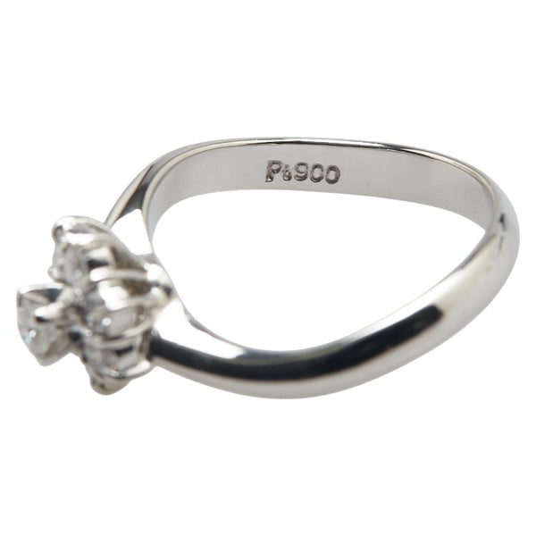 Pt900 プラチナ ダイヤ0.094ct ダイヤ0.28ct 花 フラワー モチーフ リング 指輪 レディース 11号 【中古】