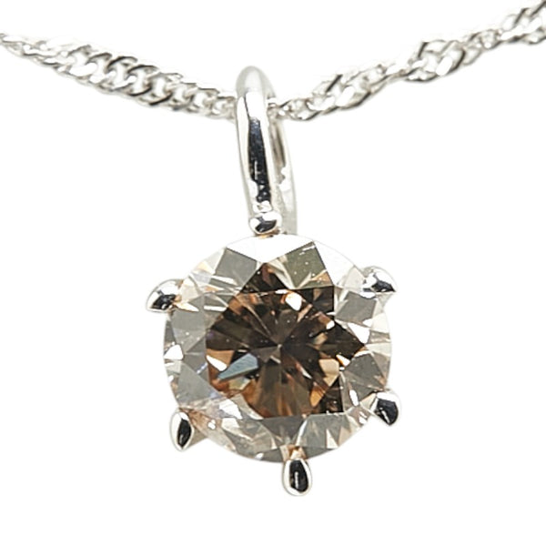 K18WG ホワイトゴールド ダイヤ0.30ct 1P プチ ペンダントネックレス レディース 【中古】