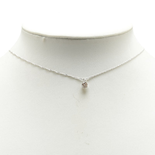 K18WG ホワイトゴールド ダイヤ0.30ct 1P プチ ペンダントネックレス レディース 【中古】