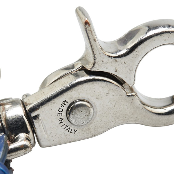 フェンディ ズッカ キーホルダー キーリング  バッグチャーム 7AP060 AGRA シルバー ブルー メタル レザー レディース FENDI 【中古】