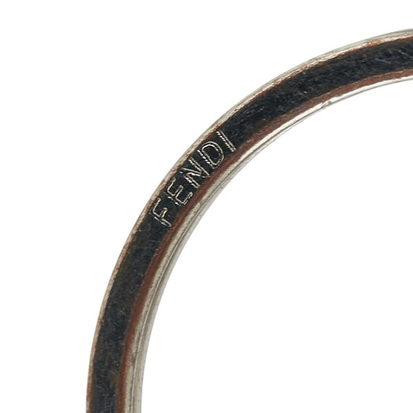 フェンディ ズッカ キーホルダー キーリング  バッグチャーム 7AP060 AGRA シルバー ブルー メタル レザー レディース FENDI 【中古】