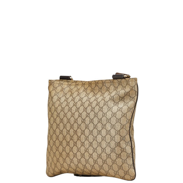 グッチ GGスプリーム ショルダーバッグ 201446 ベージュ ブラウン PVC レザー レディース GUCCI 【中古】