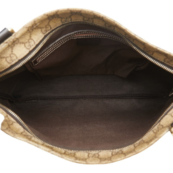 グッチ GGスプリーム ショルダーバッグ 201446 ベージュ ブラウン PVC レザー レディース GUCCI 【中古】