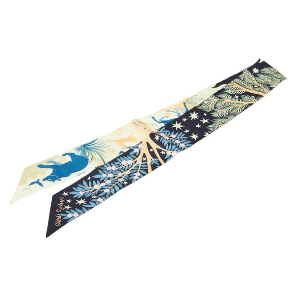 エルメス ツイリー Sous le Charme d'Orphee オルフェウスの魅力に誘われて スカーフ ネイビー マルチカラー シルク レディース HERMES 【中古】