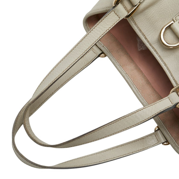 グッチ ロゴ ハンドバッグ 153027 ベージュ レザー レディース GUCCI 【中古】