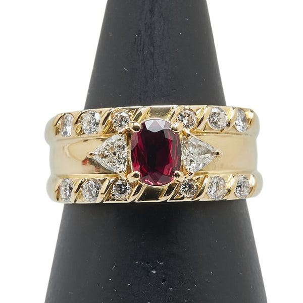 K18YG イエローゴールド ルビー0.67ct ダイヤ0.67ct リング 指輪 レディース 12号 【中古】
