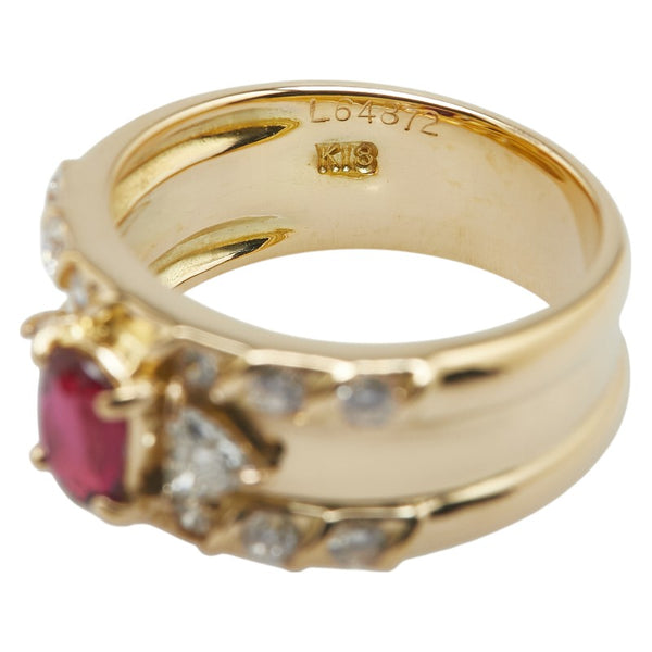 K18YG イエローゴールド ルビー0.67ct ダイヤ0.67ct リング 指輪 レディース 12号 【中古】
