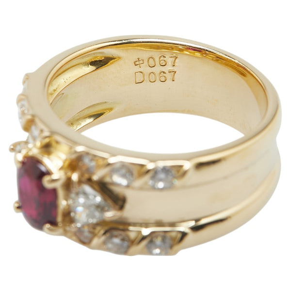 K18YG イエローゴールド ルビー0.67ct ダイヤ0.67ct リング 指輪 レディース 12号 【中古】