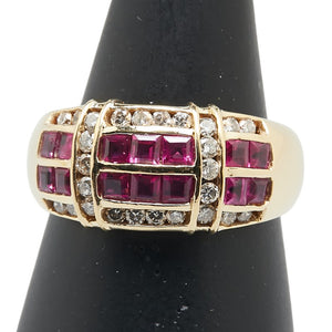 K18YG イエローゴールド ルビー1.25ct ダイヤ0.25ct リング 指輪 レディース 16号 【中古】
