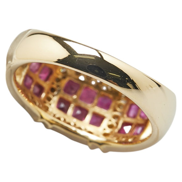 K18YG イエローゴールド ルビー1.25ct ダイヤ0.25ct リング 指輪 レディース 16号 【中古】