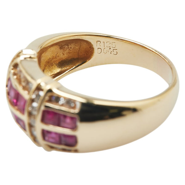 K18YG イエローゴールド ルビー1.25ct ダイヤ0.25ct リング 指輪 レディース 16号 【中古】