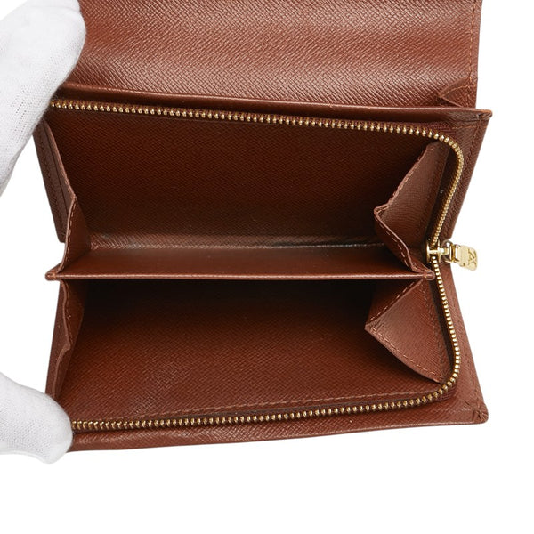 ルイ ヴィトン モノグラム ポルトモネ ビエトレゾール 二つ折り財布 M61730 ブラウン PVC レザー レディース LOUIS VUITTON 【中古】