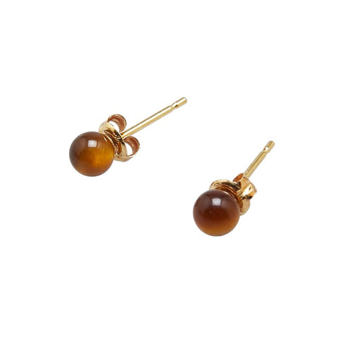 K18YG イエローゴールド タイガーズアイクォーツ ピアス レディース 【中古】