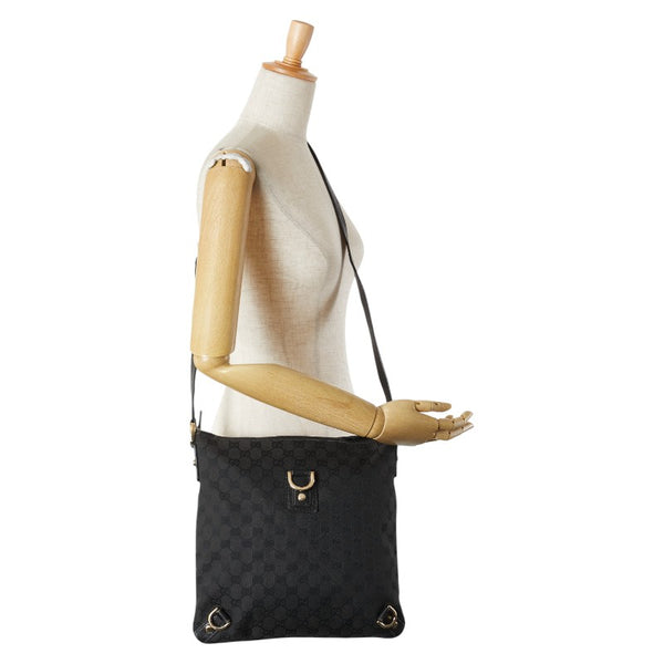 グッチ グッチシマ アビー 斜め掛け ショルダーバッグ 131326 ブラック キャンバス レザー レディース GUCCI 【中古】