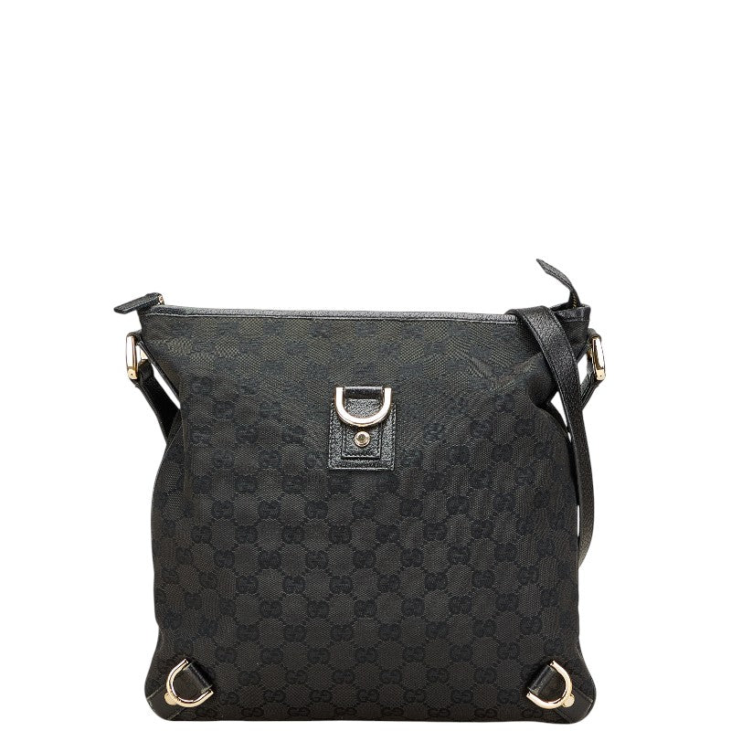 グッチ グッチシマ アビー 斜め掛け ショルダーバッグ 131326 ブラック キャンバス レザー レディース GUCCI 【中古】