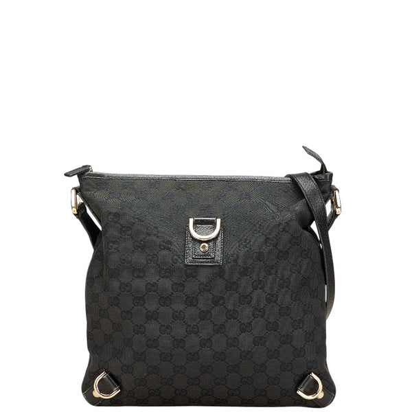 グッチ グッチシマ アビー 斜め掛け ショルダーバッグ 131326 ブラック キャンバス レザー レディース GUCCI 【中古】