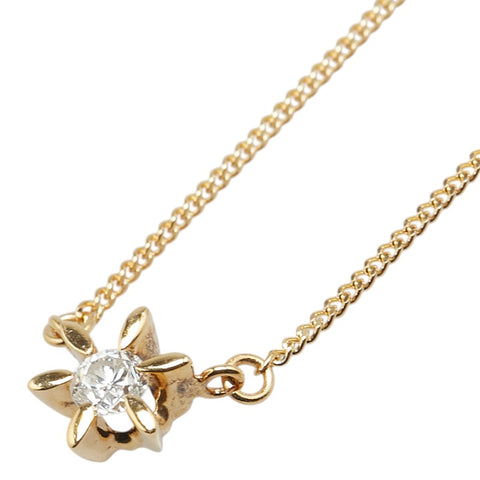 K18YG イエローゴールド ダイヤ0.15ct プチ ネックレス レディース 【中古】