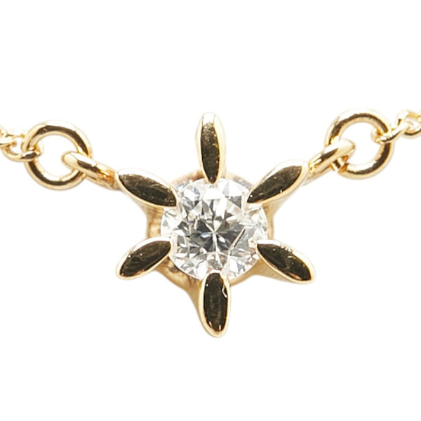 K18YG イエローゴールド ダイヤ0.15ct プチ ネックレス レディース 【中古】