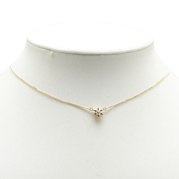 K18YG イエローゴールド ダイヤ0.15ct プチ ネックレス レディース 【中古】