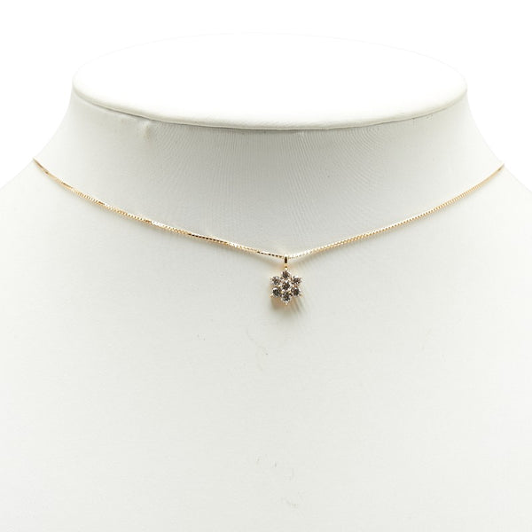 K18YG イエローゴールド ダイヤ0.36ct フラワー 花 モチーフ ペンダントネックレス レディース 【中古】