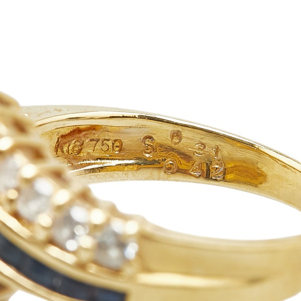 K18YG イエローゴールド ダイヤ0.72ct ルビー0.28ct サファイア0.21ct リング 指輪 レディース 12号 【中古】