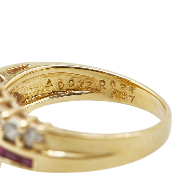 K18YG イエローゴールド ダイヤ0.72ct ルビー0.28ct サファイア0.21ct リング 指輪 レディース 12号 【中古】