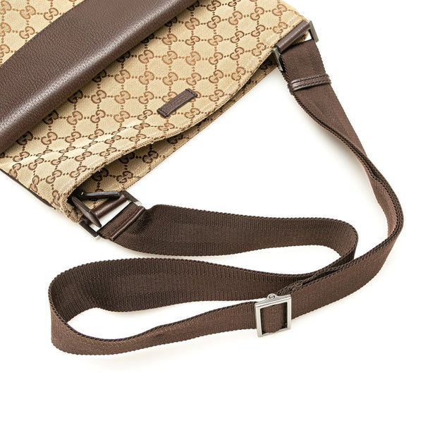 グッチ GGキャンバス 斜め掛け ショルダーバッグ 256100 ベージュ ブラウン キャンバス レザー レディース GUCCI 【中古】
