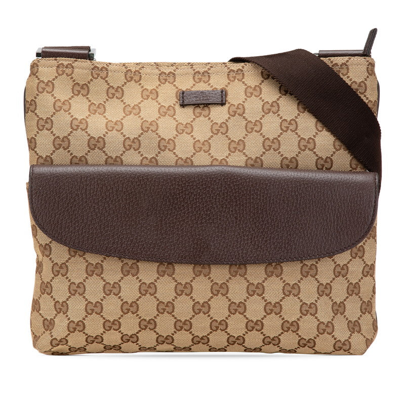 グッチ GGキャンバス 斜め掛け ショルダーバッグ 256100 ベージュ ブラウン キャンバス レザー レディース GUCCI 【中古】