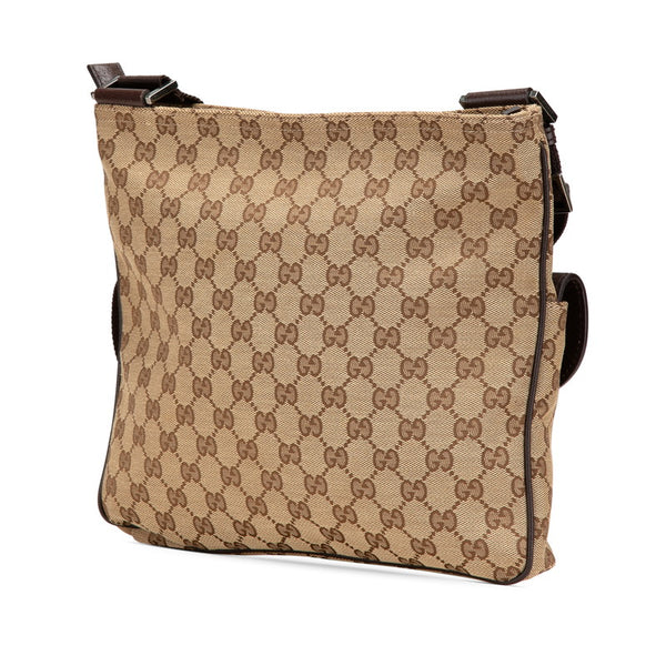 グッチ GGキャンバス 斜め掛け ショルダーバッグ 256100 ベージュ ブラウン キャンバス レザー レディース GUCCI 【中古】