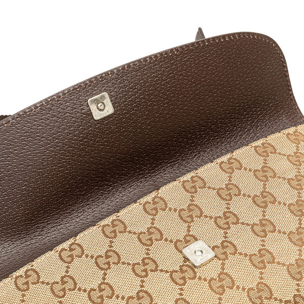 グッチ GGキャンバス 斜め掛け ショルダーバッグ 256100 ベージュ ブラウン キャンバス レザー レディース GUCCI 【中古】