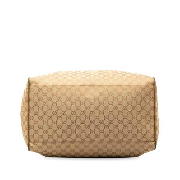 グッチ GGキャンバス シェリーライン ボストンバッグ トラベルバッグ  153240 ベージュ ピンク ゴールド キャンバス レザー レディース GUCCI 【中古】