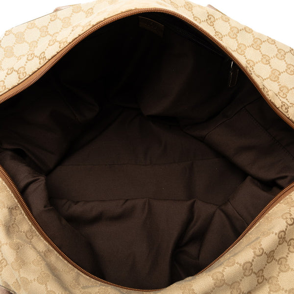 グッチ GGキャンバス シェリーライン ボストンバッグ トラベルバッグ  153240 ベージュ ピンク ゴールド キャンバス レザー レディース GUCCI 【中古】