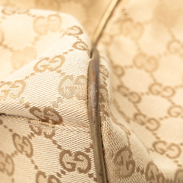 グッチ GGキャンバス シェリーライン ボストンバッグ トラベルバッグ  153240 ベージュ ピンク ゴールド キャンバス レザー レディース GUCCI 【中古】