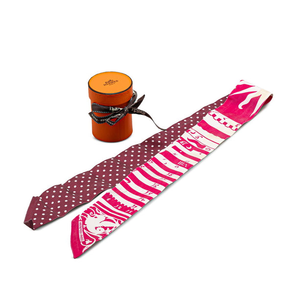 エルメス ツイリー ASTROLOGIE A POIS アストロジー ア ポワ ルージュ スカーフ ピンク シルク レディース HERMES 【中古】