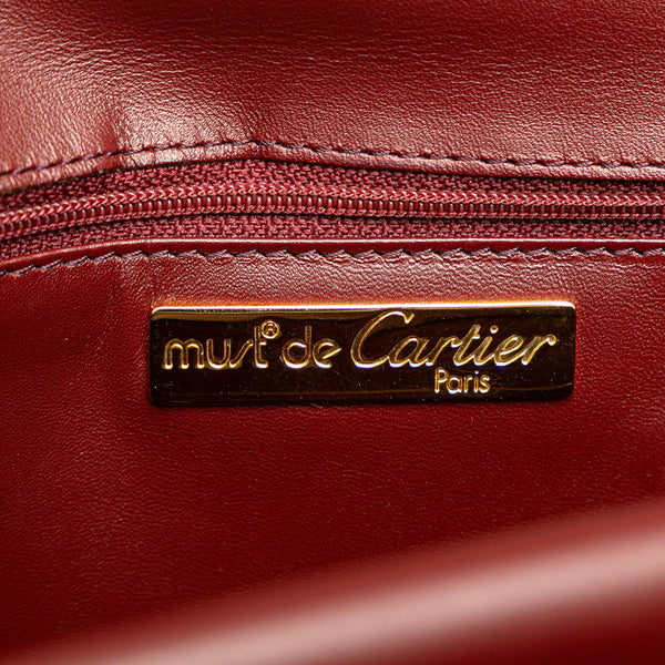 カルティエ マストライン 斜め掛け ショルダーバッグ ボルドー ワインレッド レザー レディース CARTIER 【中古】
