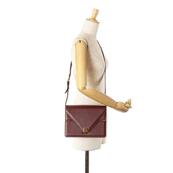 カルティエ マストライン 斜め掛け ショルダーバッグ ボルドー ワインレッド レザー レディース CARTIER 【中古】